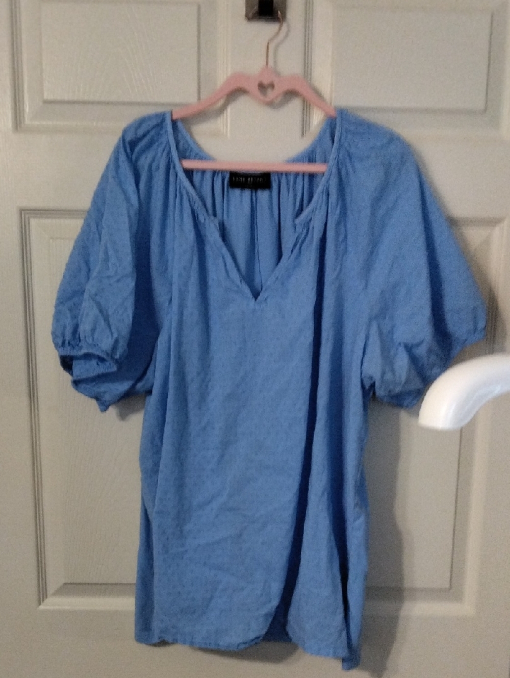 Lane Bryant Sky Blue Clip Dot Puff Sleeve Tunic